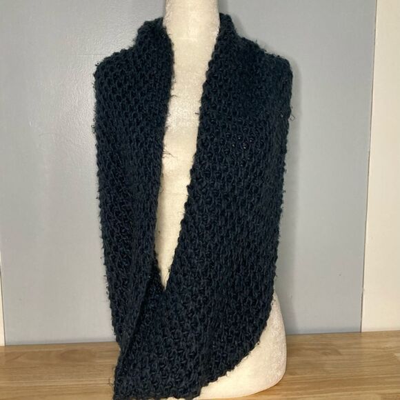 2 Unbranded Chunky Knit Scarves, Infinity Loop Scarf, Navy Blue & Rust Orange - Picture 5 of 10
